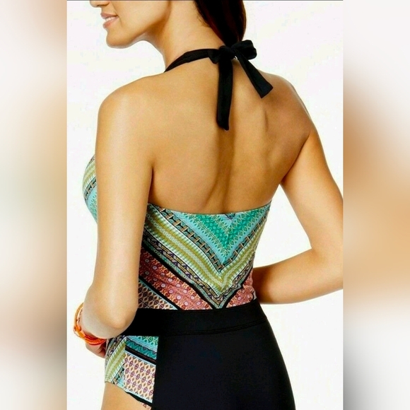 Bleu Rod Beattie Plunge Mesh Neck Halter One Piece Swimsuit Sz 6 - Picture 5 of 12